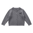 thumbnail image 1 of AUDeals Girls Cable Knit Cardigan Crewneck Button Sweater Long Sleeve Cotton Knitted Preppy Fall Ribbed Knitwear Outerwear Sweater Tops (Grey, 9-10 Years), 1 of 6