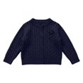 thumbnail image 1 of AUDeals Girls Cable Knit Cardigan Crewneck Button Sweater Long Sleeve Cotton Knitted Preppy Fall Ribbed Knitwear Outerwear Sweater Tops (Navy, 5-6 Years), 1 of 6