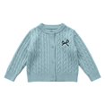 thumbnail image 1 of AUDeals Girls Cable Knit Cardigan Crewneck Button Sweater Long Sleeve Cotton Knitted Preppy Fall Ribbed Knitwear Outerwear Sweater Tops (Sky Blue, 11-12 Years), 1 of 6
