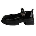thumbnail image 1 of AUDeals Girls Mary Jane Platform Dress Shoes - Butterfly Buckle Low Heel Shiny Leather Party Shoes (Black, 7.5), 1 of 4