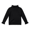 thumbnail image 1 of AUDeals Girls Ruffled Trim Ribbed Knit Turtleneck Sweater Long Sleeve Slim Fit Knitted Top Toddler Baby Kids Casual Layering Wear (Black, 6-12 Months), 1 of 4