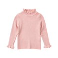 thumbnail image 1 of AUDeals Girls Ruffled Trim Ribbed Knit Turtleneck Sweater Long Sleeve Slim Fit Knitted Top Toddler Baby Kids Casual Layering Wear (Pink, 3-4 Years), 1 of 4