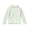 thumbnail image 1 of AUDeals Girls Ruffled Trim Ribbed Knit Turtleneck Sweater Long Sleeve Slim Fit Knitted Top Toddler Baby Kids Casual Layering Wear (White, 3-4 Years), 1 of 4