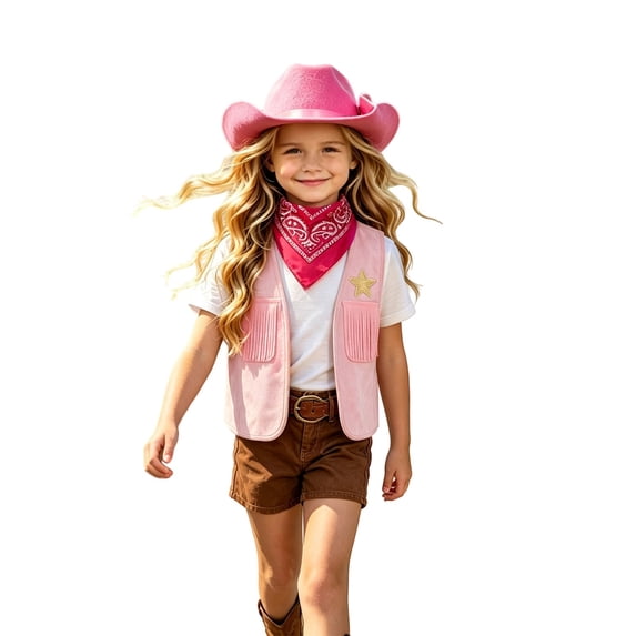 AUDeals Girls Western Cowgirl Costume Fringe Vest Suede Fashion Sleeveless Waistcoat Rodeo Outfit Outerwear for Halloween Party Casual Daily Wear (Pink, 18-24 Months)
