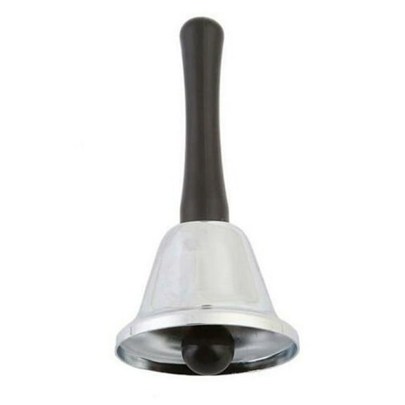 AUDeals Hand Bell Silver Steel Bell Ringing Bell with Handle Dinner Bells for Inside Classroom Bell for Food Line Alarm Ringing Silver