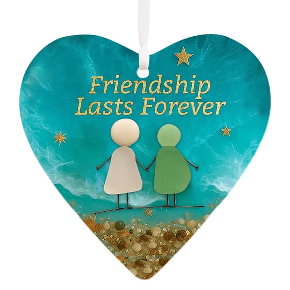 AUDeals Heart Shaped Sea Glass Ornament Unique Christmas Gift Beach Wedding Favor for Friends, Beach Wedding Souvenir, Home Decor