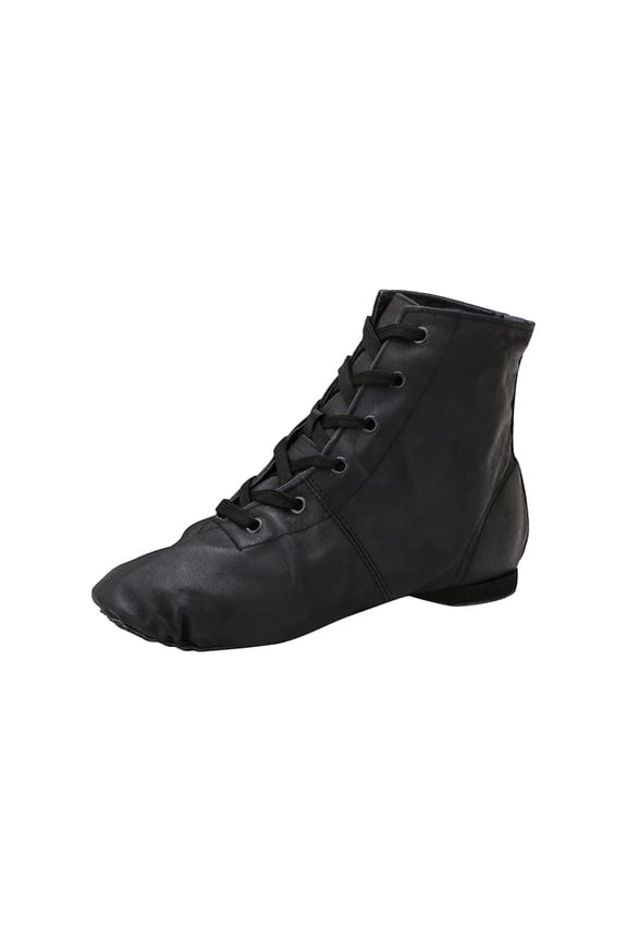 Jazz Dance Boots High Top Lace Up Split Sole Performance Shoes for Stage Practice Dance Class and Daily Training (Black, 9.5-10 Years)