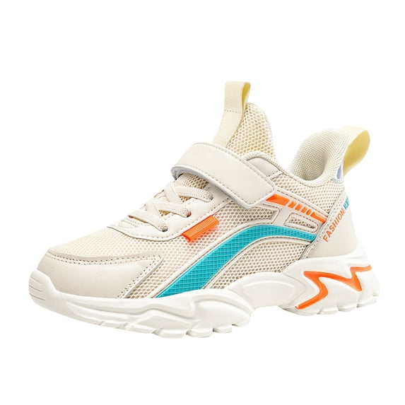 AUDeals Kids Boys Girls Basketball Shoes, Lightweight High Top Lace Up Athletic Sneakers with Breathable Mesh and Non-Slip Sole (Beige, 10.5-11 Years)