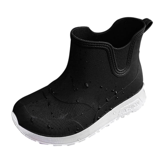 AUDeals Kids Chelsea Rain Boots Waterproof Non Slip Lightweight Garden Ankle Booties for Outdoor Daily Wear (Black, 11-11.5 Years)