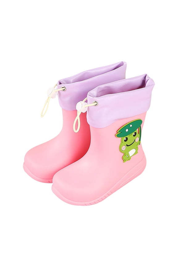 Kids Cute Frog Rain Boots Waterproof EVA Easy On Rubber Rain Shoes for Toddlers Girls and Boys Outdoor Wear (Pink, 4-4.5 Years)