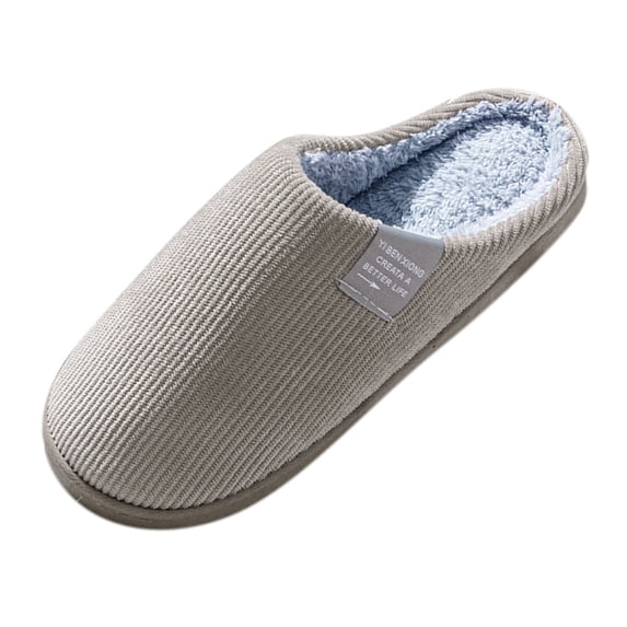 AUDeals Men Round Toe House Slippers - Warm Plush Slip On Indoor Shoes with Soft Feel for Winter Home Lounging (Brown, 10)