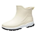 thumbnail image 1 of AUDeals Men Rubber Rain Boots, Lightweight Waterproof Short Boots, Non Slip Fishing Outdoor Shoes (Beige, 8.5), 1 of 7