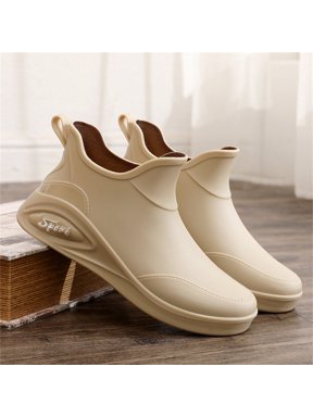 Men Short Ankle Rubber Rain Boots, Waterproof Non Slip Lightweight Garden Shoes, Durable Outdoor Footwear for Fishing, Yard Work & Daily Wet Conditions (Khaki, 10)