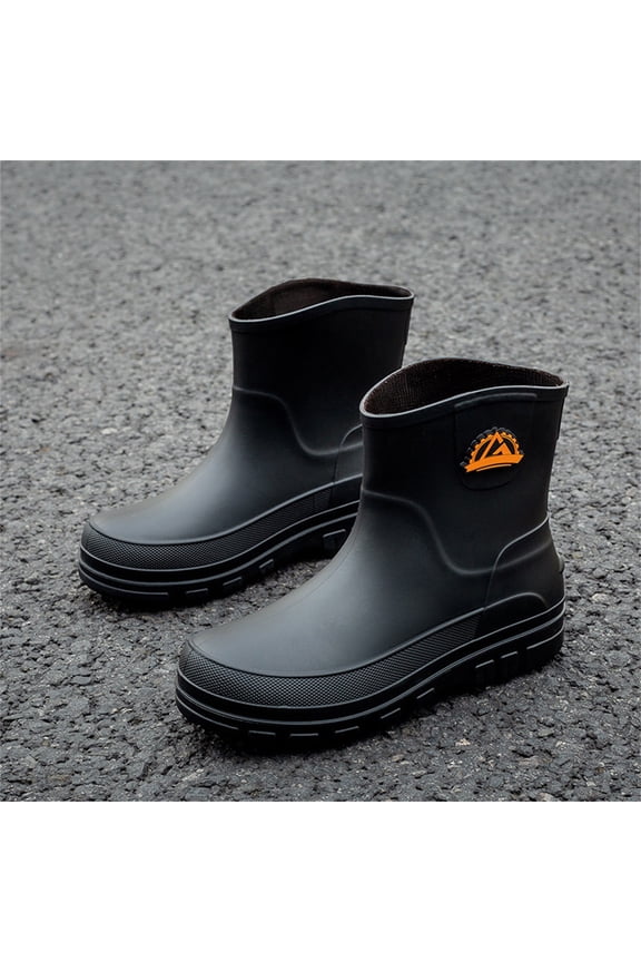 Men Waterproof Garden Boots, Slip On Short Boots, Breathable Lightweight Deck Fishing Shoes (Black, 8)