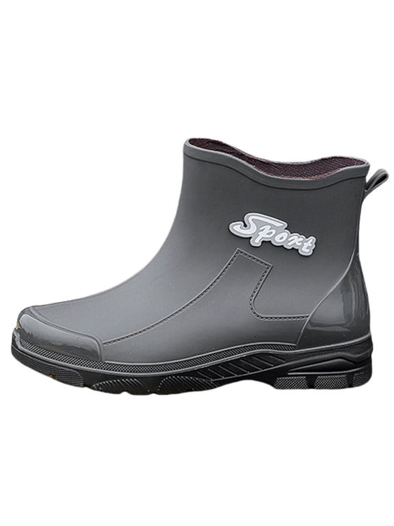 Men Women Deck Boots Short Ankle Waterproof Rubber Rain Boots Garden Work Fishing Boating Camping Shoes