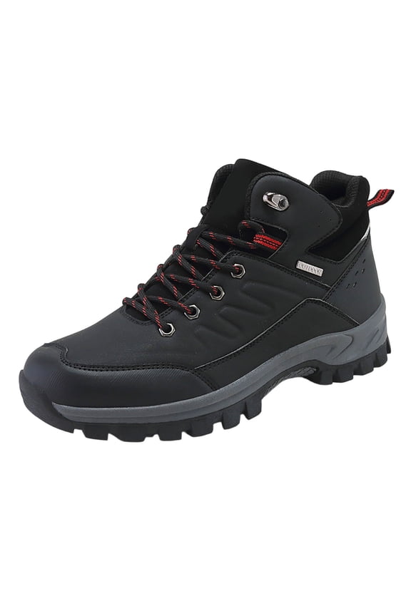 Men’s Athletic Boots Hiking Boots Waterproof High Top Non Slip Work Boots Outdoor Walking Trekking Snow Boots (Black, 7.5)