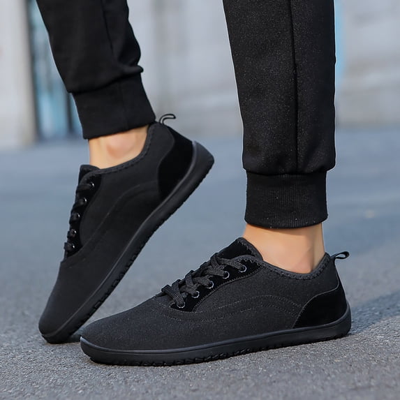 AUDeals Men's Canvas Sneakers, Classic Low Top Lace Up Shoes with Soft Insole and Comfortable Walking Style (Black, 10.5)