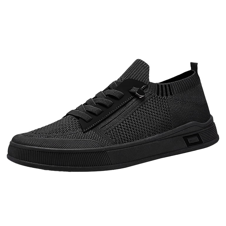 Audeals Men's Casual Dress Shoes Mesh Walking Shoes Side Zipper Soft Sole Slip On Lightweight Tennis Shoes, Size: 9.5, Black