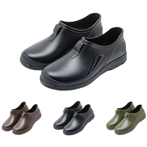 AUDeals Men's Chef Shoes, Waterproof Non Slip Clogs with Oil Resistant Comfort for Kitchen and Work (Black, 7)
