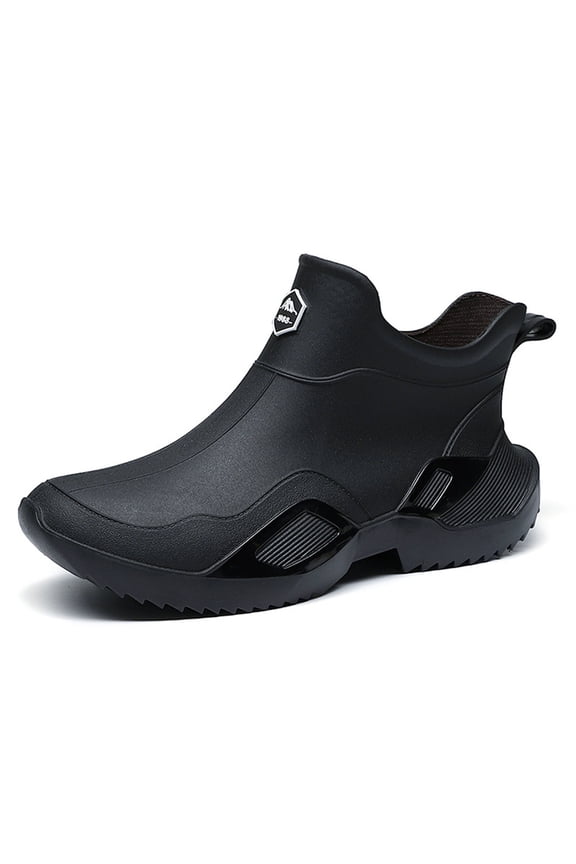 Men's Deck Boots, Non Slip Waterproof Ankle Shoes with Lightweight Comfort for Fishing, Boating and Camping (Black, 6.5)