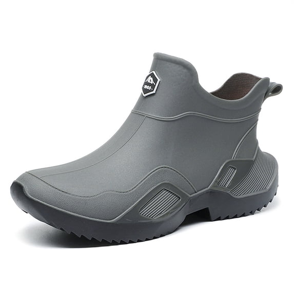 AUDeals Men's Deck Boots, Non Slip Waterproof Ankle Shoes with Lightweight Comfort for Fishing, Boating and Camping (Grey, 9)