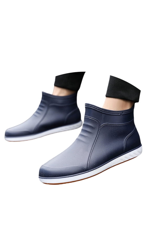 Men's Deck Boots, Waterproof Ankle Shoes with Slip On Comfort for Fishing, Boating and Garden Work (Blue, 6.5)