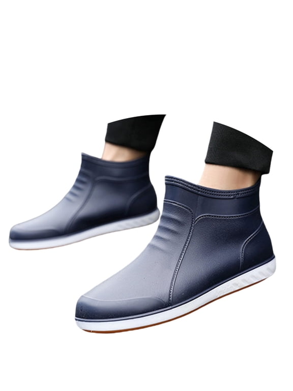 Men's Deck Boots, Waterproof Ankle Shoes with Slip On Comfort for Fishing, Boating and Garden Work (Blue, 8.5)