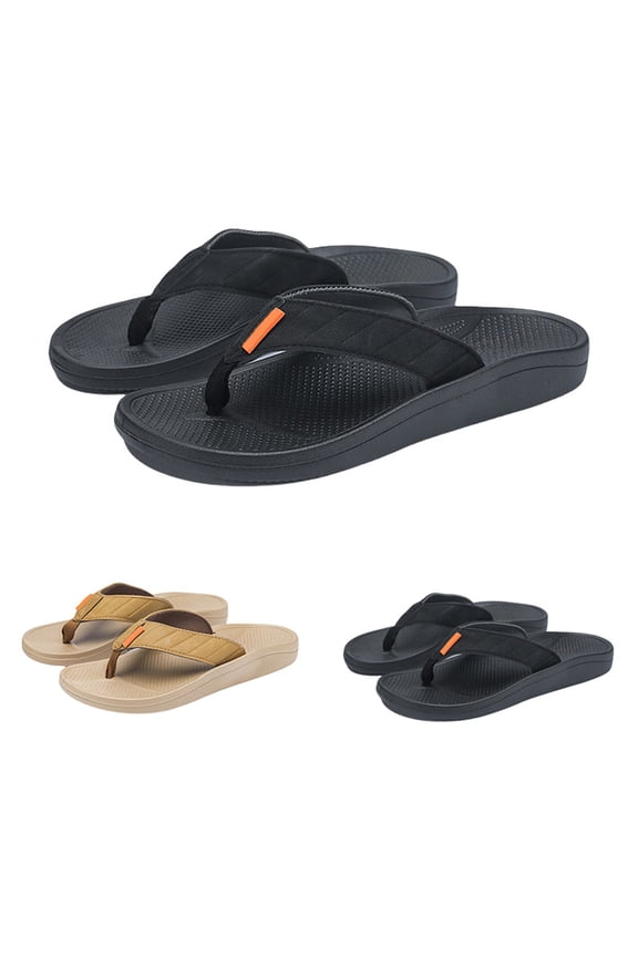 Men's Flip Flops Memory Foam Slides Open Toe Arch Support Waterproof Summer Sandals Quick Dry Comfort