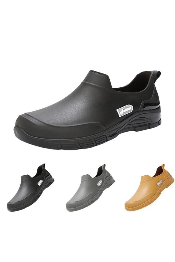 Men's Garden Clogs, Waterproof Work Shoes with Oil Resistant Comfort for Kitchen and Farming (Black, 9)