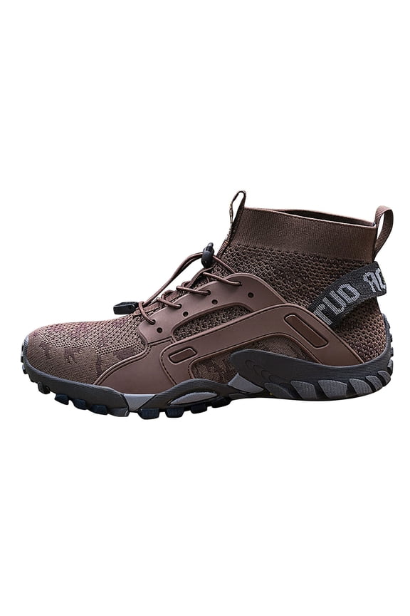 Men's Hiking Boots, High Top Durable Shoes with Non Slip Comfort for Mountain Camping and Outdoor Sports (Brown, 6.5)