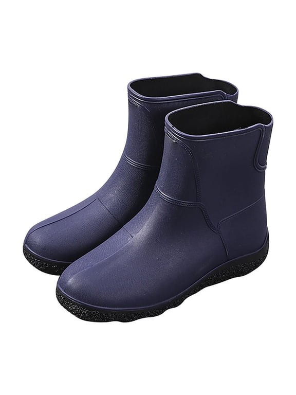 Men's Platform Rain Boots Slip On Waterproof Non Slip Rubber Ankle Mud Shoes Garden Work Fishing Boots