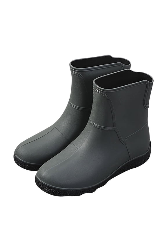 Men's Platform Rain Boots Slip On Waterproof Non Slip Rubber Ankle Mud Shoes Garden Work Fishing Boots