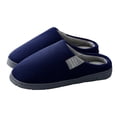 thumbnail image 1 of AUDeals Men's Plush House Slippers - Thick Sole Warm Closed Toe Indoor Home Shoes with Non Slip Daily Comfort (Dark Blue, 9), 1 of 5
