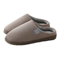 thumbnail image 1 of AUDeals Men's Plush House Slippers - Thick Sole Warm Closed Toe Indoor Home Shoes with Non Slip Daily Comfort (Coffee, 9.5), 1 of 5