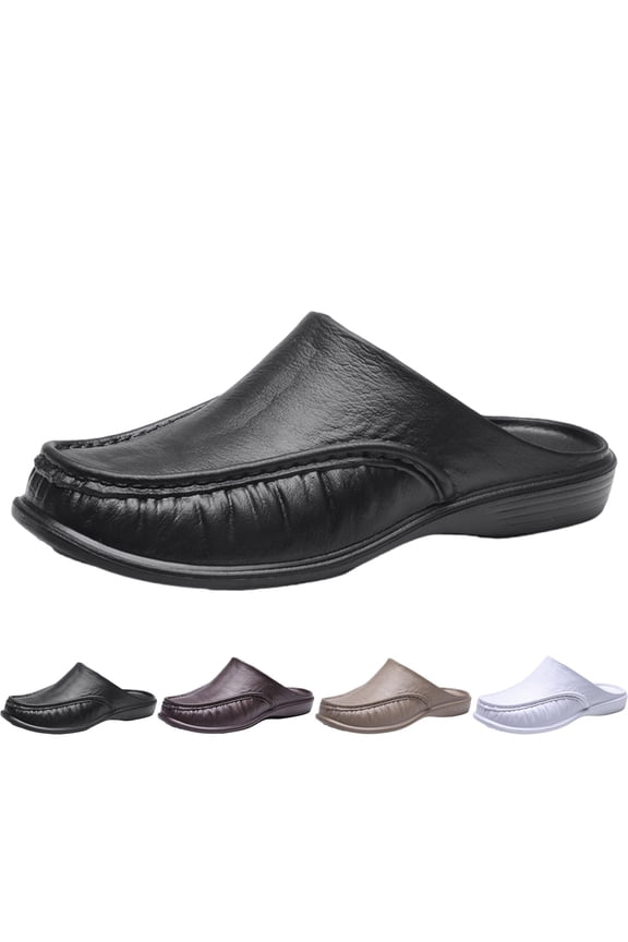 Men's Scuff Loafer Slippers, Open Back Driving Shoes with Arch Support and Casual Comfort for Indoor Outdoor Wear