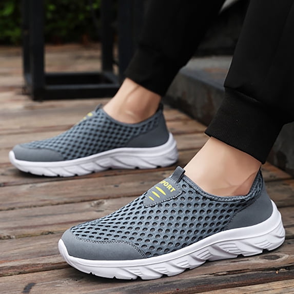 AUDeals Men's Slip On Sneakers, Lightweight Mesh Walking Shoes with Non Slip Comfort for Summer Fall and Travel