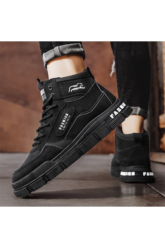 Men’s Steel Toe High Top Work Boots, Indestructible Lightweight Safety Shoes, Non Slip Protective Footwear for Construction & Industrial Workplace (Black, 8)