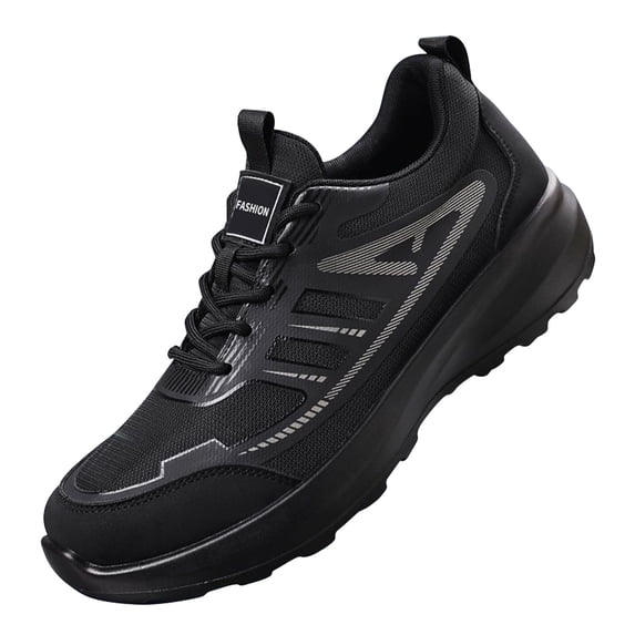 AUDeals Men’s Walking Non Slip Athletic Gym Slip On Shoes Running Comfortable Tennis Breathable Workout Fashion Sneakers (Black, 9)
