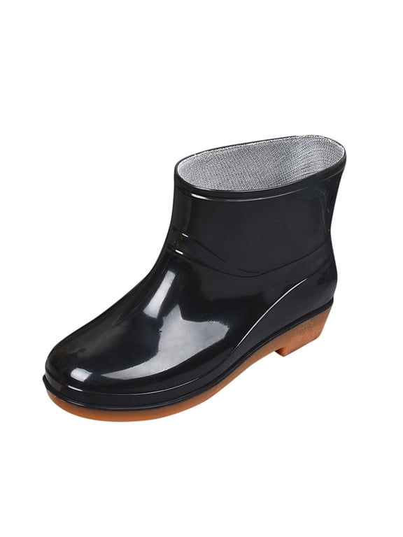 Men’s Waterproof Ankle Rain Boots Rubber Garden Shoes Slip On Outdoor Mud Yard Work Boots (Black, 8.5)