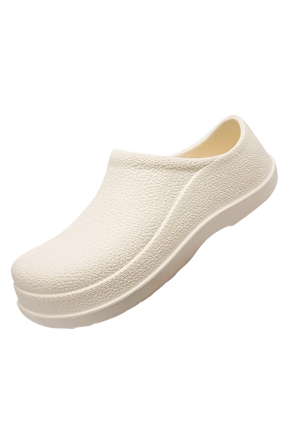 Men’s Waterproof Chef Clogs Oil Proof Non Slip Kitchen Garden Work Shoes Outdoor Chef Slip On Clogs (Beige, 10)