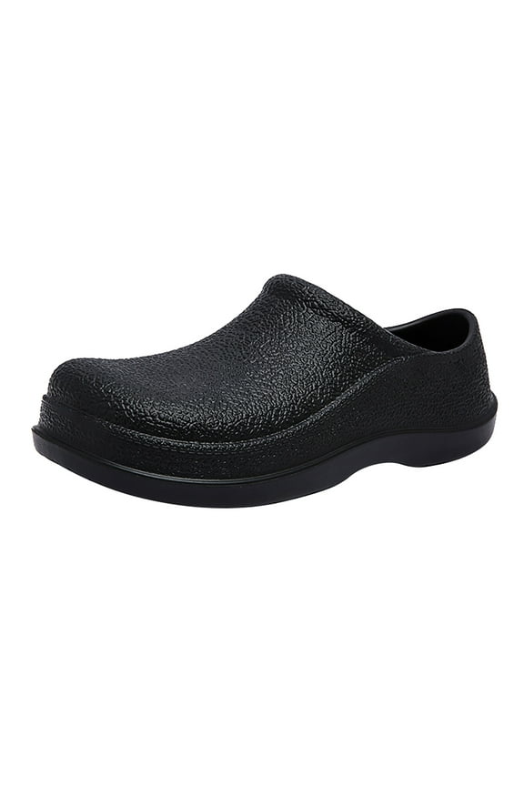 Men’s Waterproof Chef Clogs Oil Proof Non Slip Kitchen Garden Work Shoes Outdoor Chef Slip On Clogs (Black, 10)