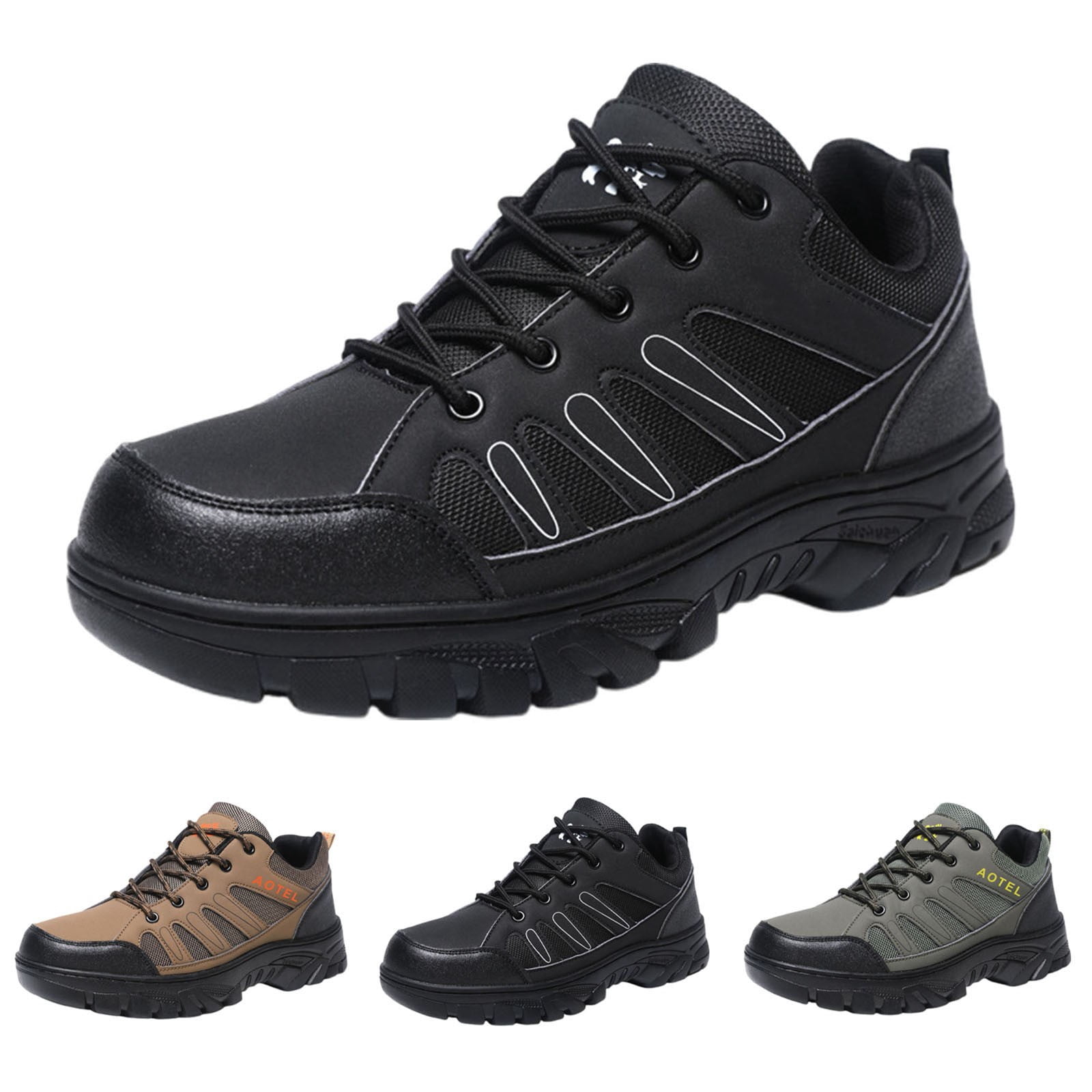 AUDeals Men's Waterproof Hiking Shoes, Lightweight Mountain Trekking Boots with Anti Slip Support, Breathable Outdoor Walking