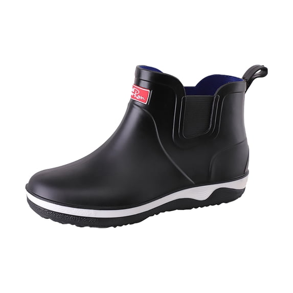 AUDeals Men’s Waterproof Rubber Rain Boots Foldable Fishing Garden Work Boots Slip Resistant Outdoor Mud Boots (Black, 9)