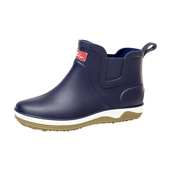 AUDeals Men’s Waterproof Rubber Rain Boots Foldable Fishing Garden Work Boots Slip Resistant Outdoor Mud Boots (Blue, 10)