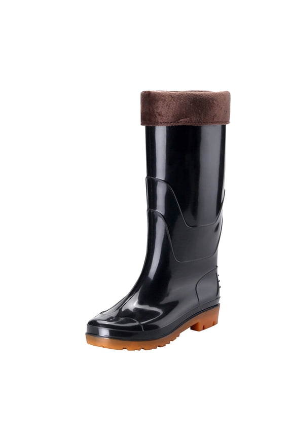 Men’s Waterproof Rubber Rain Boots Steel Shank PVC Work Boots Slip Resistant Fishing Gardening Knee Boots (Black, 6.5)
