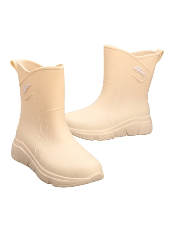 Men’s Women’s Deck Boots Waterproof Non Slip Rubber Outdoor Work Shoes Boating Camping Fishing Gardening Boots (White, 6.5)