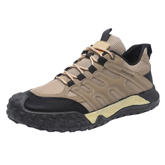 AUDeals Men’s Work Shoes Athletic Sport Shoes Lightweight Anti Slip Indestructible Sneakers Outdoor Work Utility Shoes (Khaki, 9)