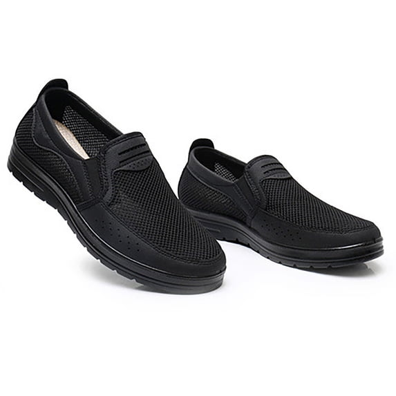 AUDeals Mens Casual Boat Shoes Lightweight Loafers Breathable Non Slip Soft Sole Walking Dress Work Shoes (Black, 7)