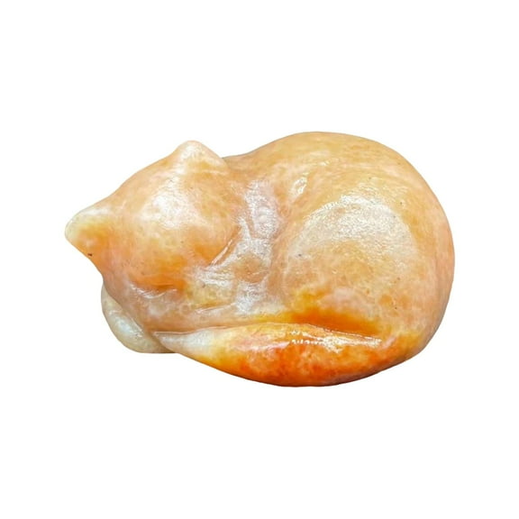 AUDeals Natural Quartz Sleeping Cat Statue 2 Inch Opal Cat Decor Meditation Home Decor Feng Shui Healing Stone Gift Desk Ornament Zen Decor