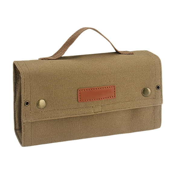 AUDeals Outdoor Camping Spice Organizer Bag Bottle Waterproof Canvas Seasoning Storage with Adjustable Compartments & Carabiner, Portable BBQ Condiment Holder